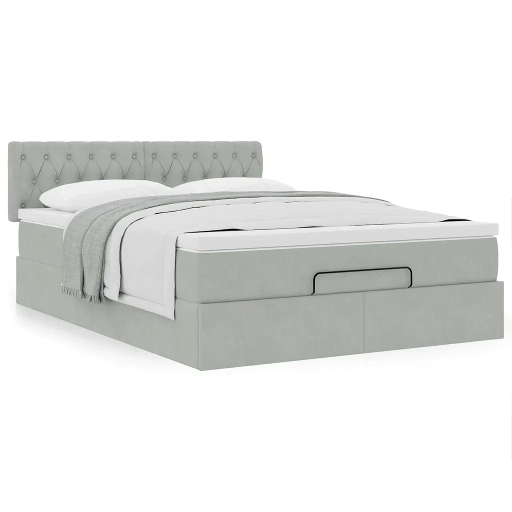 Struttura Letto Pouf con Materasso 140x190 cm Velluto 3311843