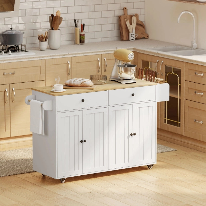 ISOLA DA CUCINA con 2 cassetti e 2 armadietti 132x55x19 cm Bianco