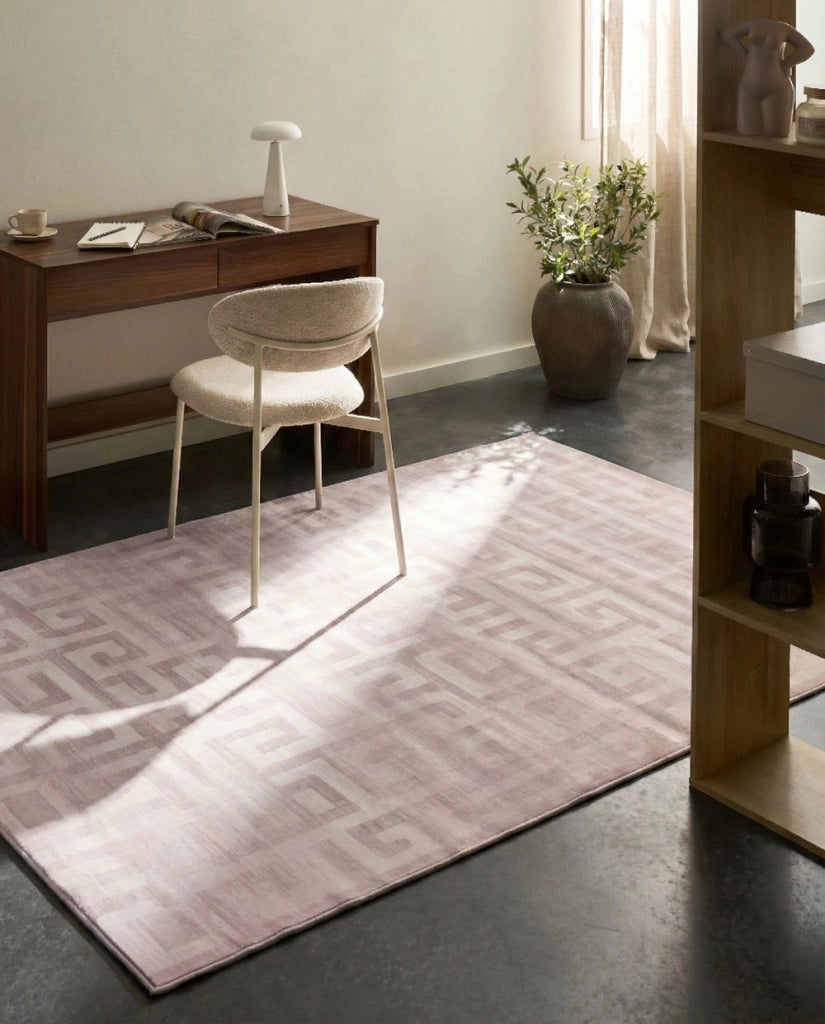 Tappeto Beige Tessuto 160 x 230 cm Motivo geometrico moderno Soggiorno Camera da letto Per riscaldamento a pavimento Fondo antiscivolo