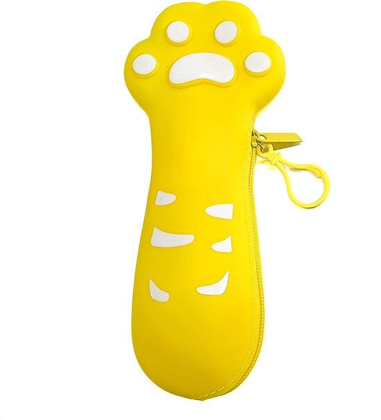 Tasca per gatti, carina, materiale siliconico, grande capacità, multifunzionale, gancio per gatti, 20 * 9 * 2,5 cm, giallo
