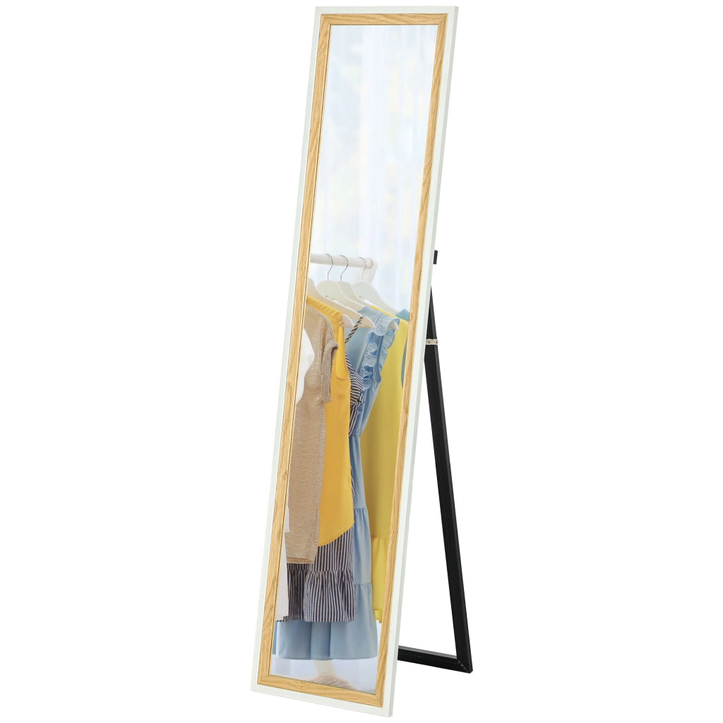 Specchio a Pieno Lunghezza con Cornice Effetto Legno ¨C zephmum ¨C Bianco 157x37 cm