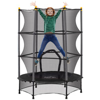 Tappeto Elastico per Bambini Ø140 x 190 cm con Rete di Sicurezza e Pali Imbottiti Età 3-10 Anni Nero