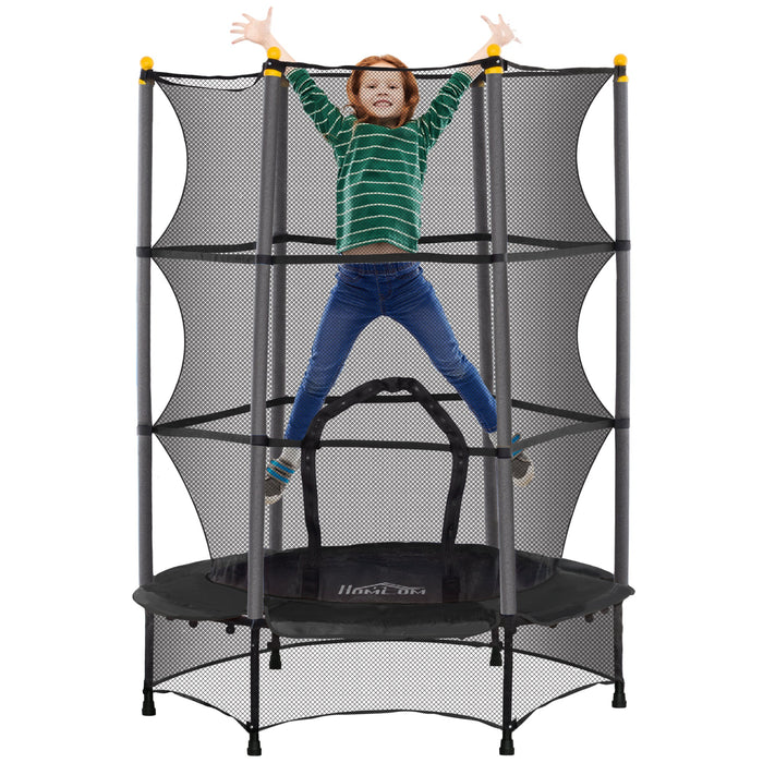 Tappeto Elastico per Bambini Ø140 x 190 cm con Rete di Sicurezza e Pali Imbottiti Età 3-10 Anni Nero