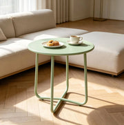 Tavolino da esterno in metallo verde con base a X; ? 48 x 51 cm