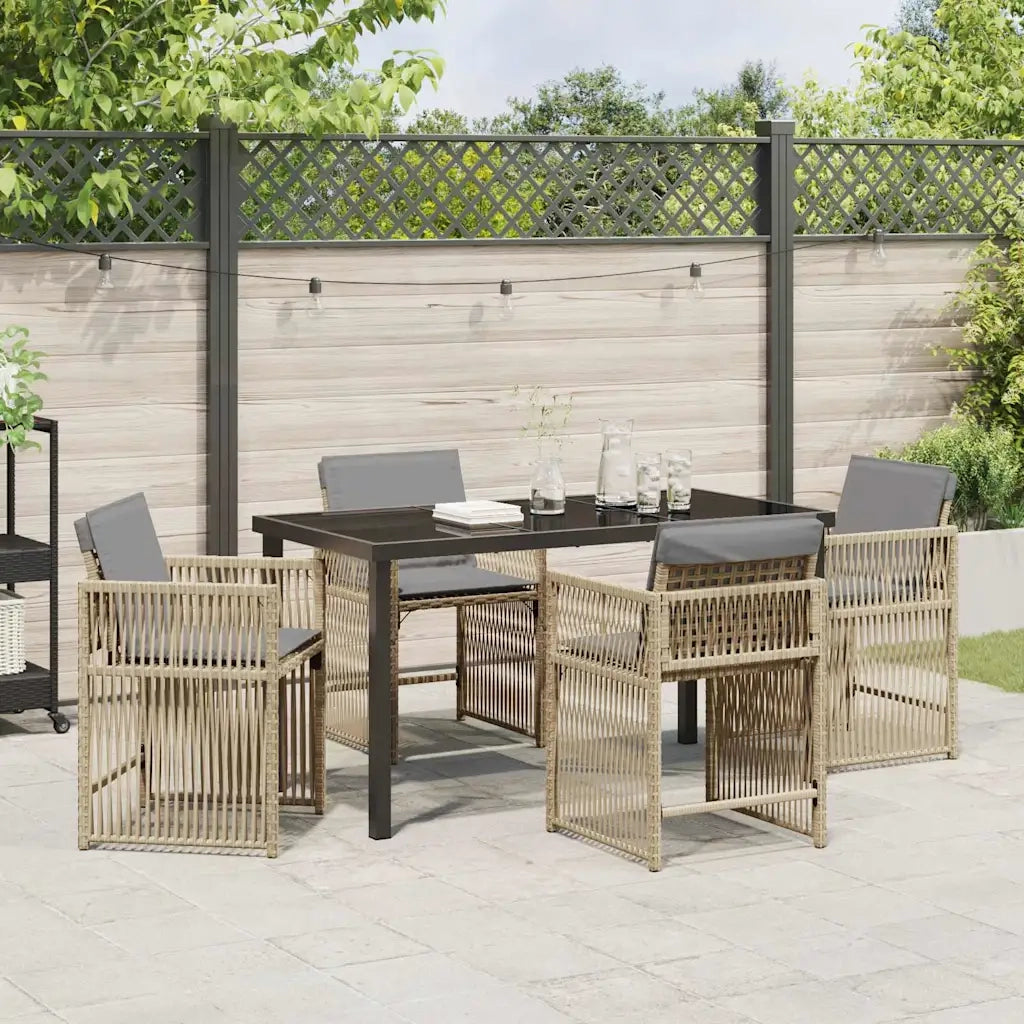 Set da Pranzo per Giardino 5 pcs Beige polyrattan 3380794
