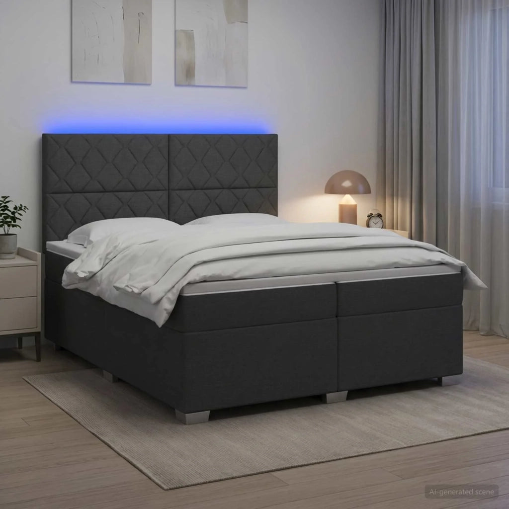 Letto box spring con materasso Grigio Scuro 200 x 200 cm 3454958