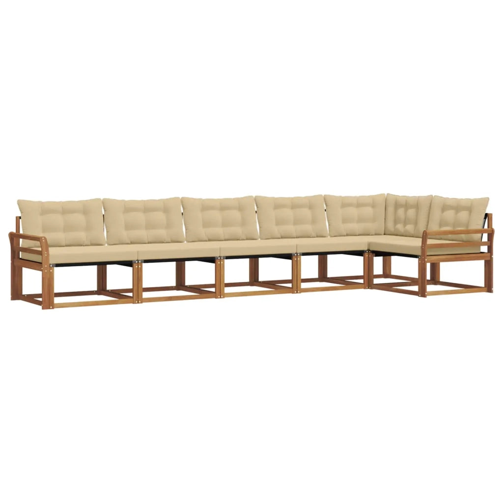 Set di divani da esterno con cuscino 6 pcs Naturale e Beige