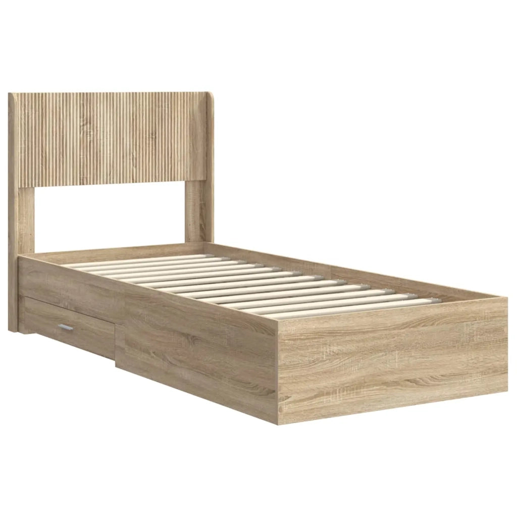 Struttura del letto con stoccaggio e testata-Giroletto con contenitore Rovere Sonoma 339783