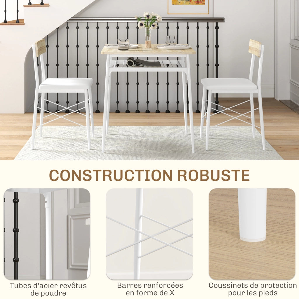Tavolo da pranzo allungabile con 2 sedie ¨C zephmum ¨C bianco rovere