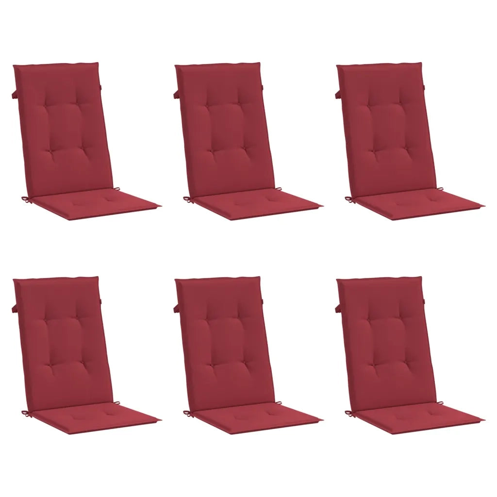 Cuscini per Sedie 6 pz Rosso Vino 120x50x3 cm in Tessuto 314115