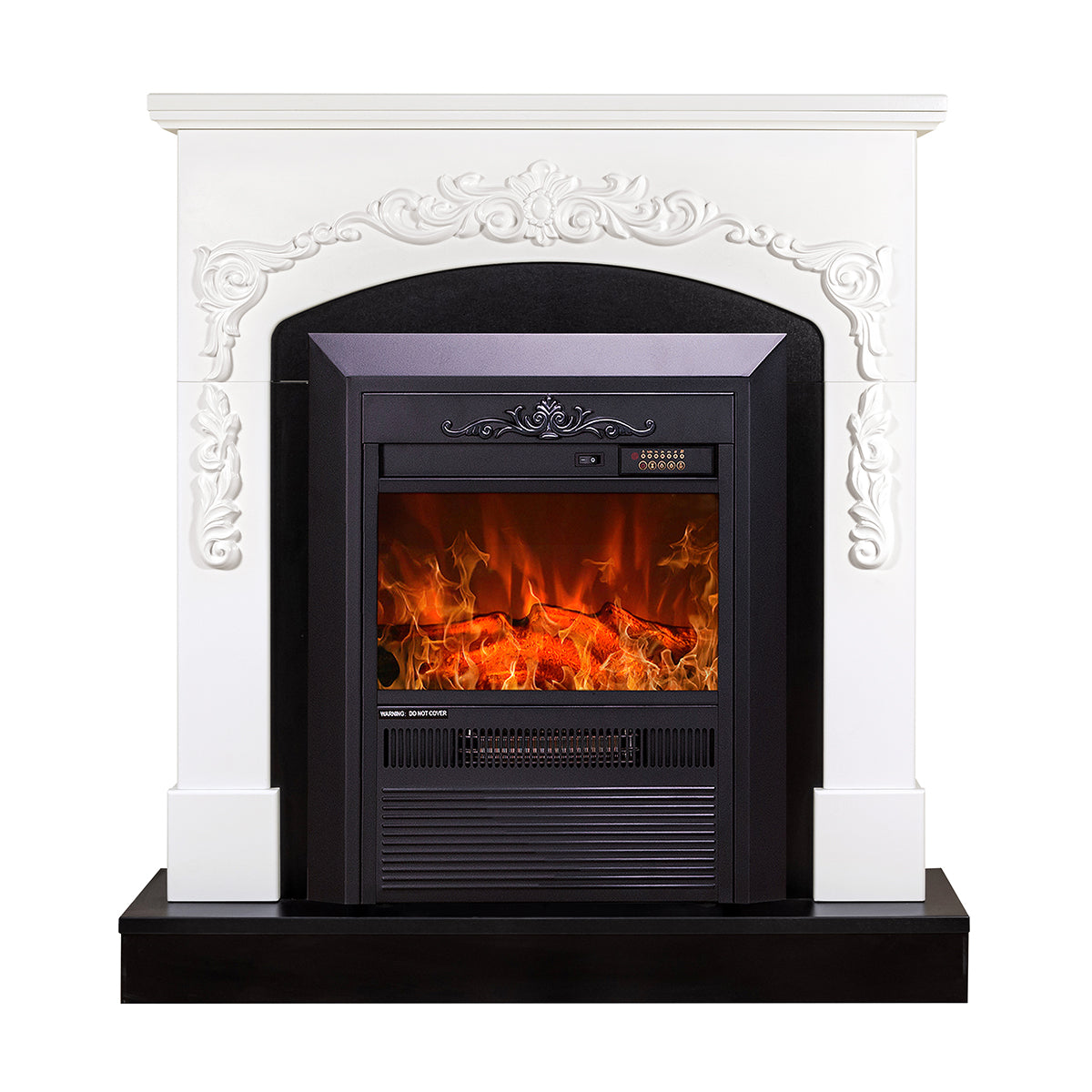 Camino Elettrico da Pavimento 97,5x90x25 cm Effetto Fiamma 2000W Casanova & Cristina Bianco/nero