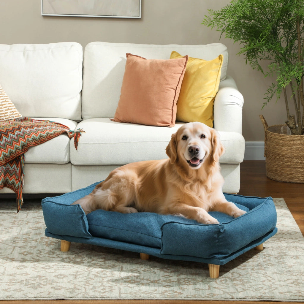 Cuccia per Cani Grandi con Cuscino Rimovibile ¨C zephmum ¨C Blu, 96x66x24 cm