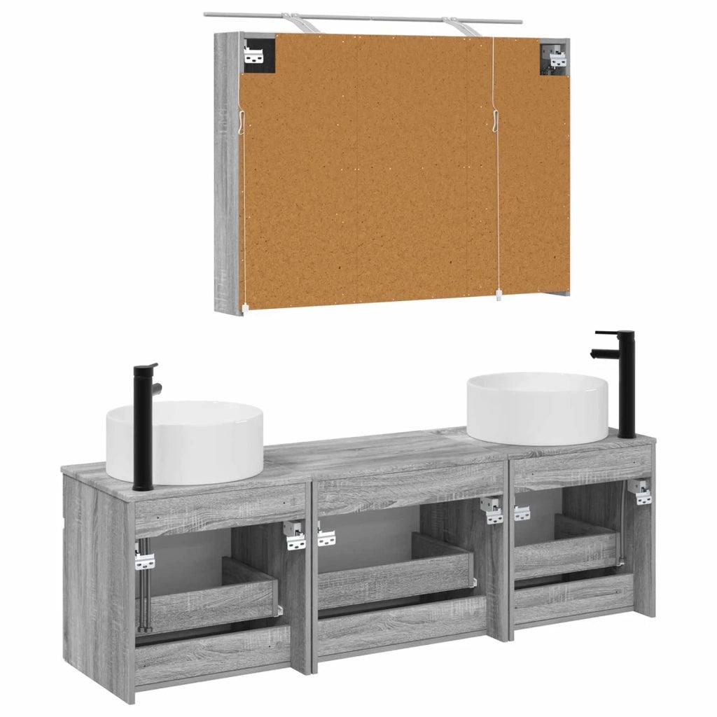 Set di Armadi da Bagno 4 pcs Sonoma grigio 100 x 14,5 x 70 cm 3406660