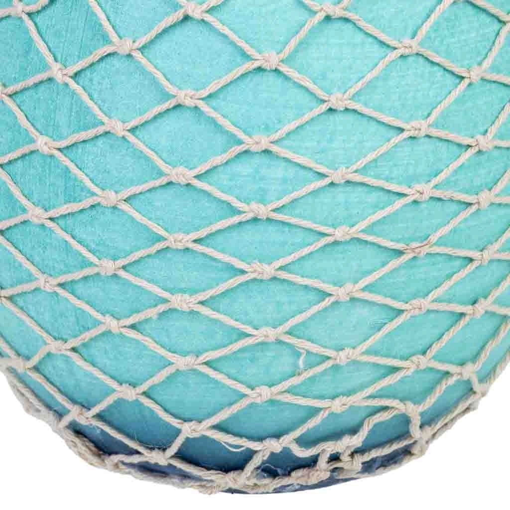 Vaso in legno con rete da pesca blu, 14x14x25 cm