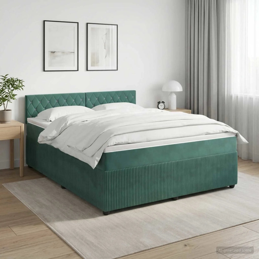 Letto box spring con materasso Verde Scuro 180 x 200 cm Velluto 3453188