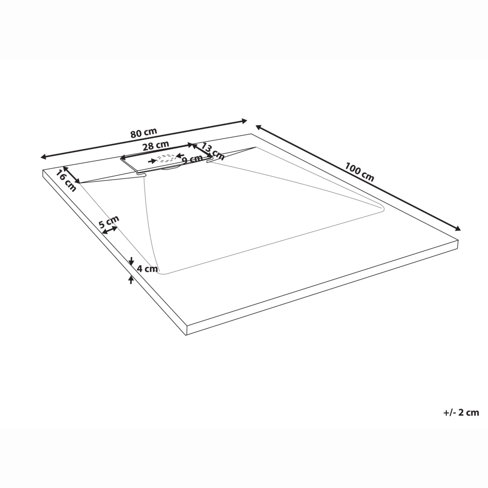 Piatto doccia con scarico grigio SMC 80 x 100 x 3 cm effetto pietra naturale minimalista