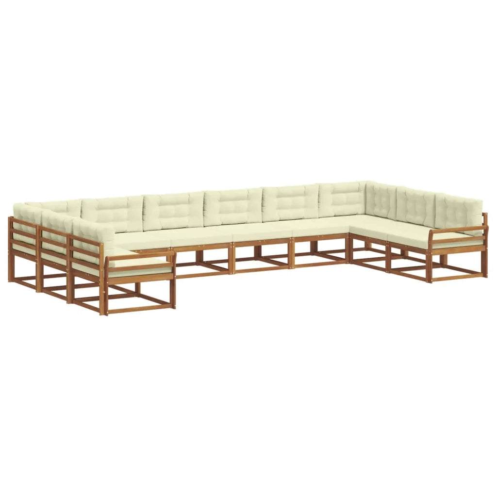 Set di divani da esterno con cuscino 10 pcs Naturale e Crema