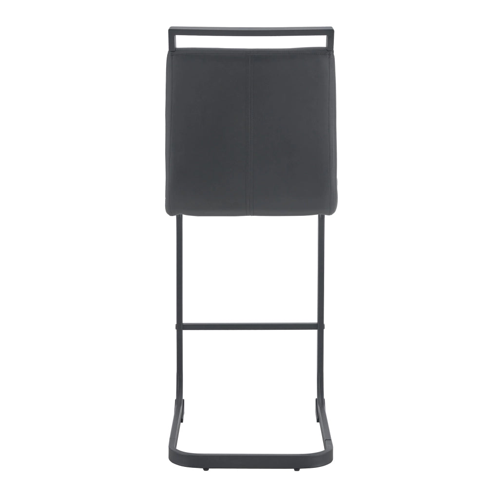 Sgabelli da Bar Set 2 Pezzi ¨C MINIMAL ¨C Ecopelle Nera, Gambe in Metallo Nero, H 96.5 cm