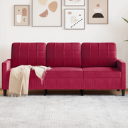 Divano a 3 Posti-Sofa 3 Posti Rosso Vino 180 cm in Velluto 180618