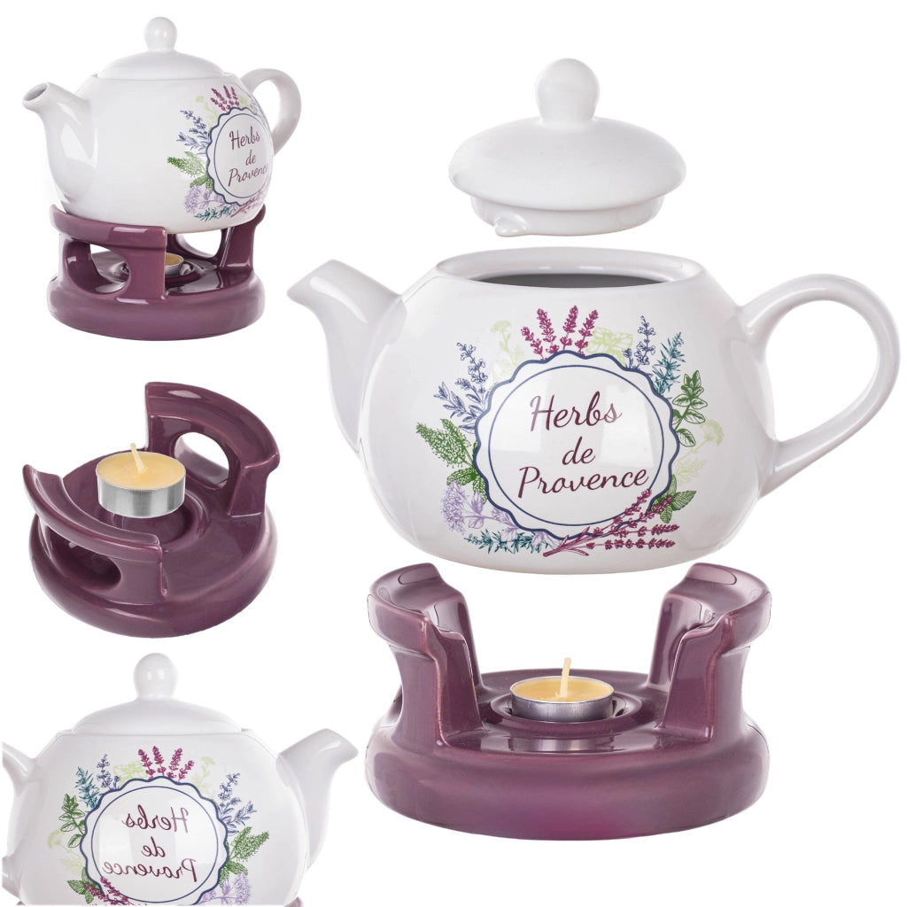 Teiera KADAX con scaldavivande, 1 litro, in ceramica, ideale come regalo.