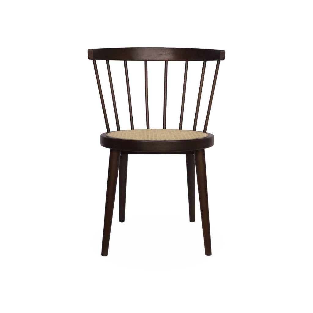 Set di 2 sedie in legno e rattan intrecciato, stile vimini, marrone