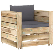 Set Salotto da Giardino 2pz | Set di Mobili da Esterno con Cuscini Legno Impregnato Verde