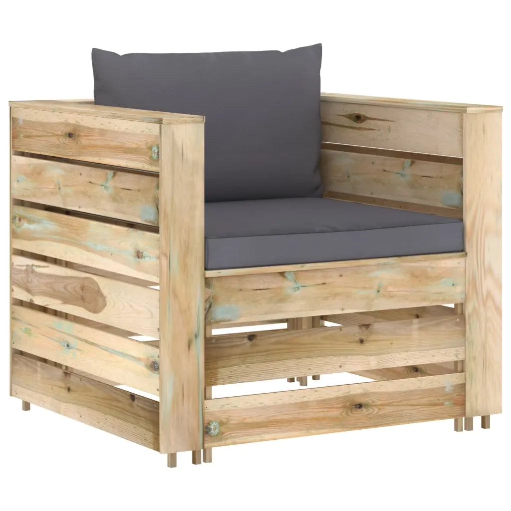 Set Salotto da Giardino 2pz | Set di Mobili da Esterno con Cuscini Legno Impregnato Verde
