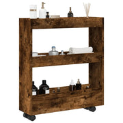 Carrello Stretto a 3 Livelli Rovere Fumo in Truciolato 855245