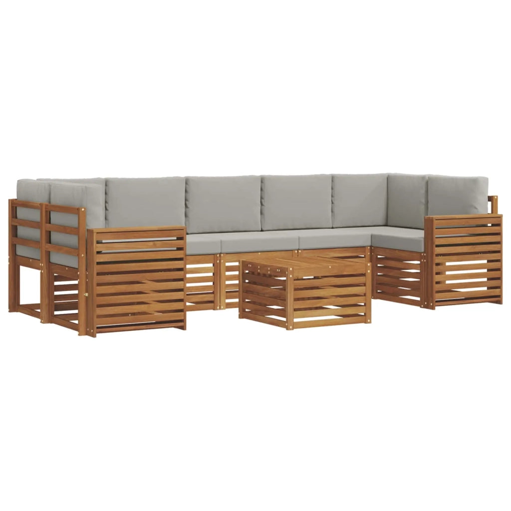 Set di divani da esterno 8 pcs Grigio Naturale e Chiaro