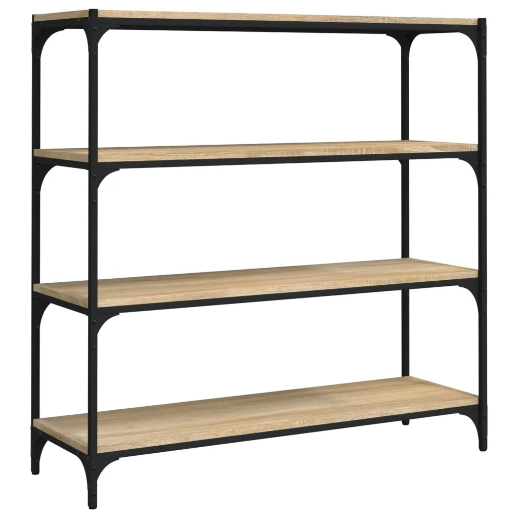 Libreria-Scaffale per Libri-Mobile di Stoccaggio Rovere Sonoma 100x33x100cm Legno Multistrato e Acciaio