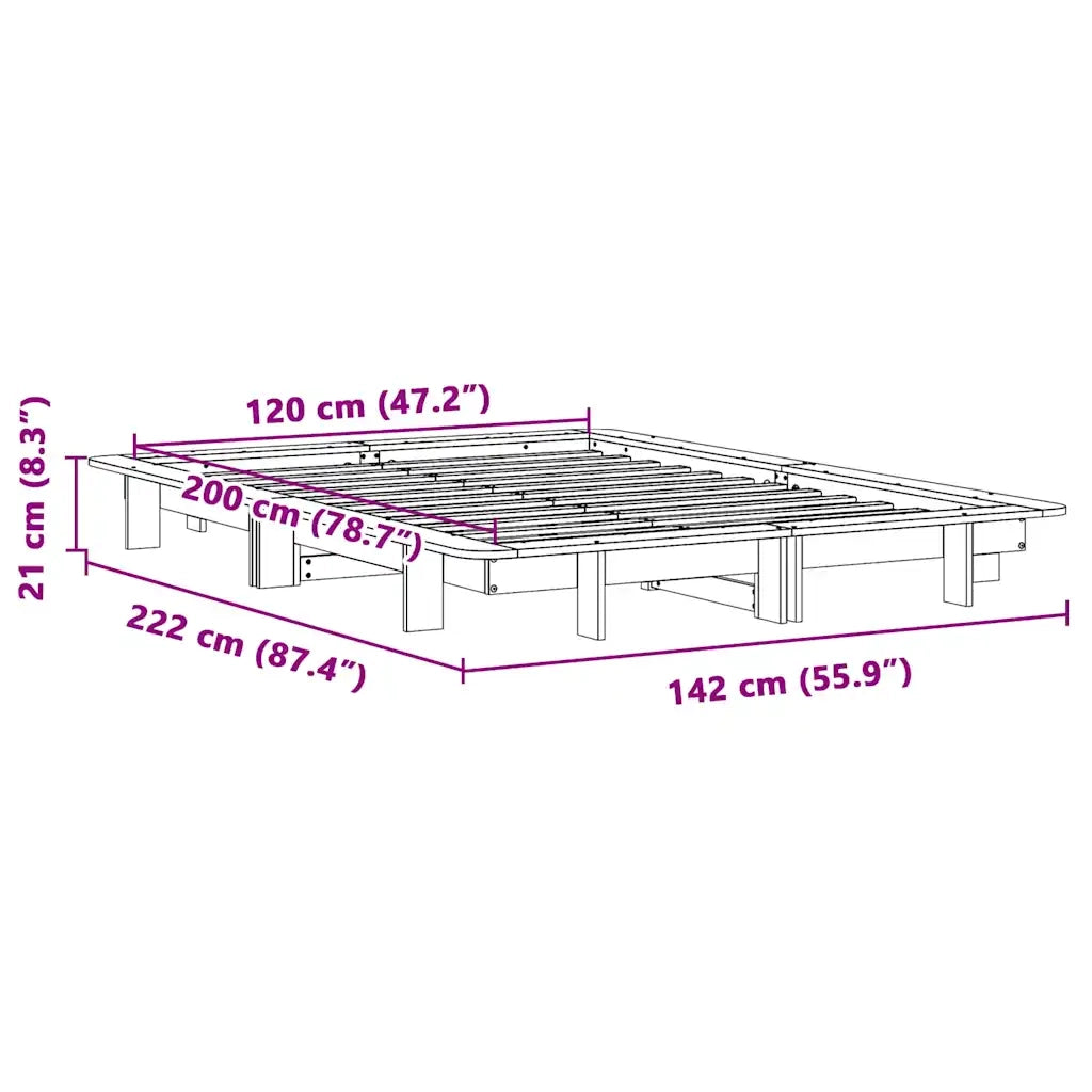 Letto senza Materasso Bianco 120x200 cm Legno Massello di Pino 850663