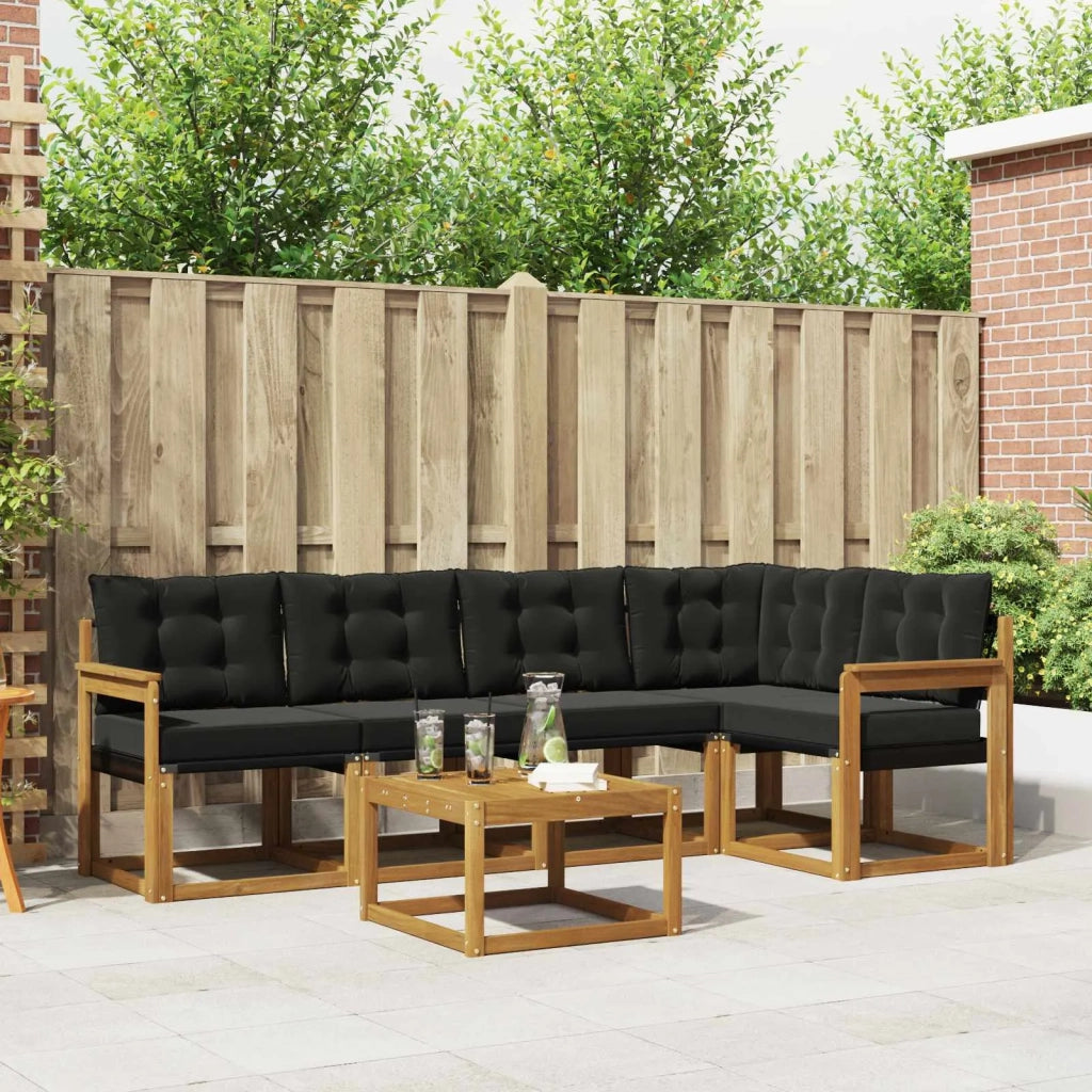 Set di divani da esterno con cuscino 6 pcs Naturale e Nero 3368683