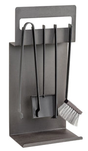 Set Attrezzi Camino 4 Pezzi 18x30x60 cm Crea Set Camino 4 in Acciaio Nero