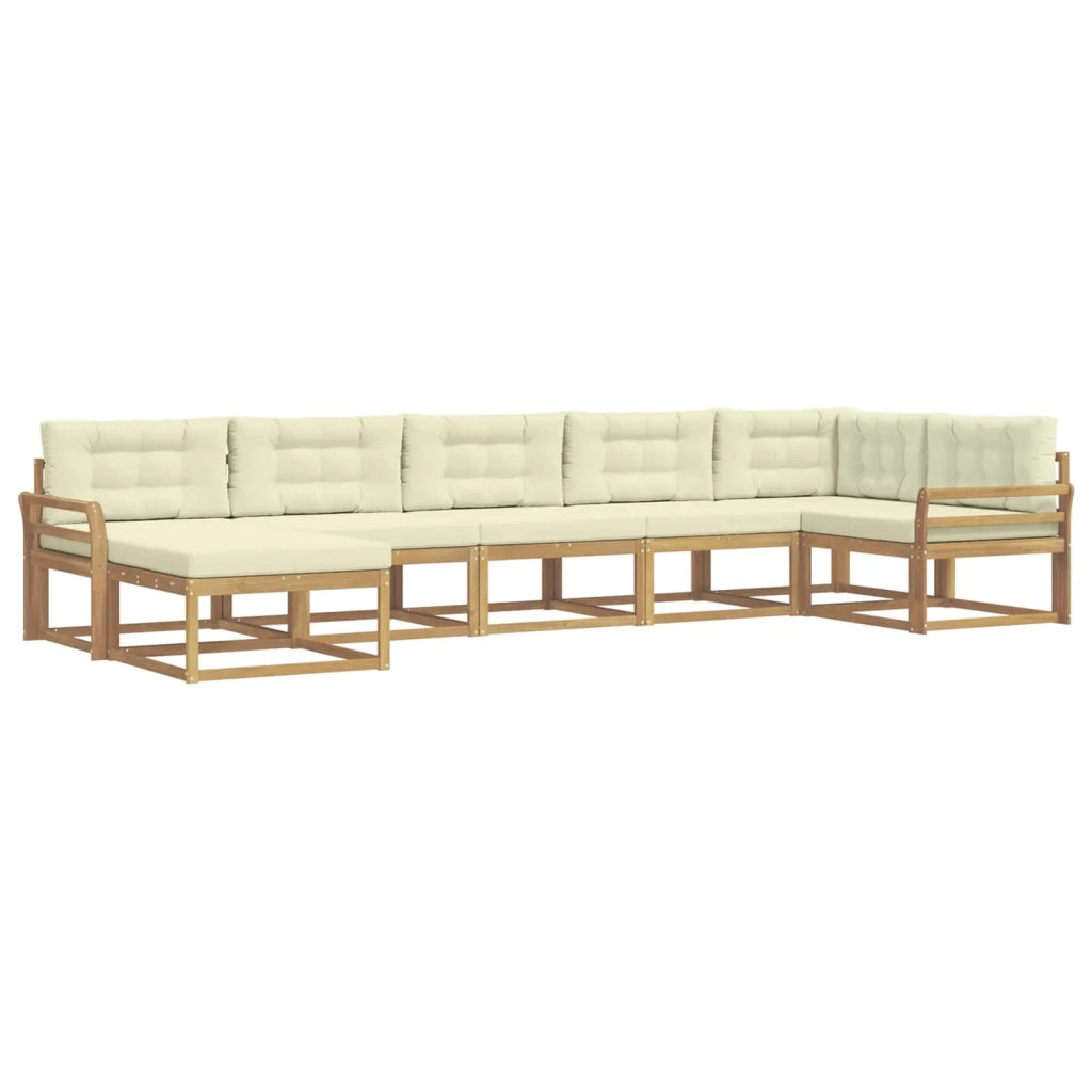 Set di divani da esterno con cuscino 7 pcs Bianco e Crema 3386759