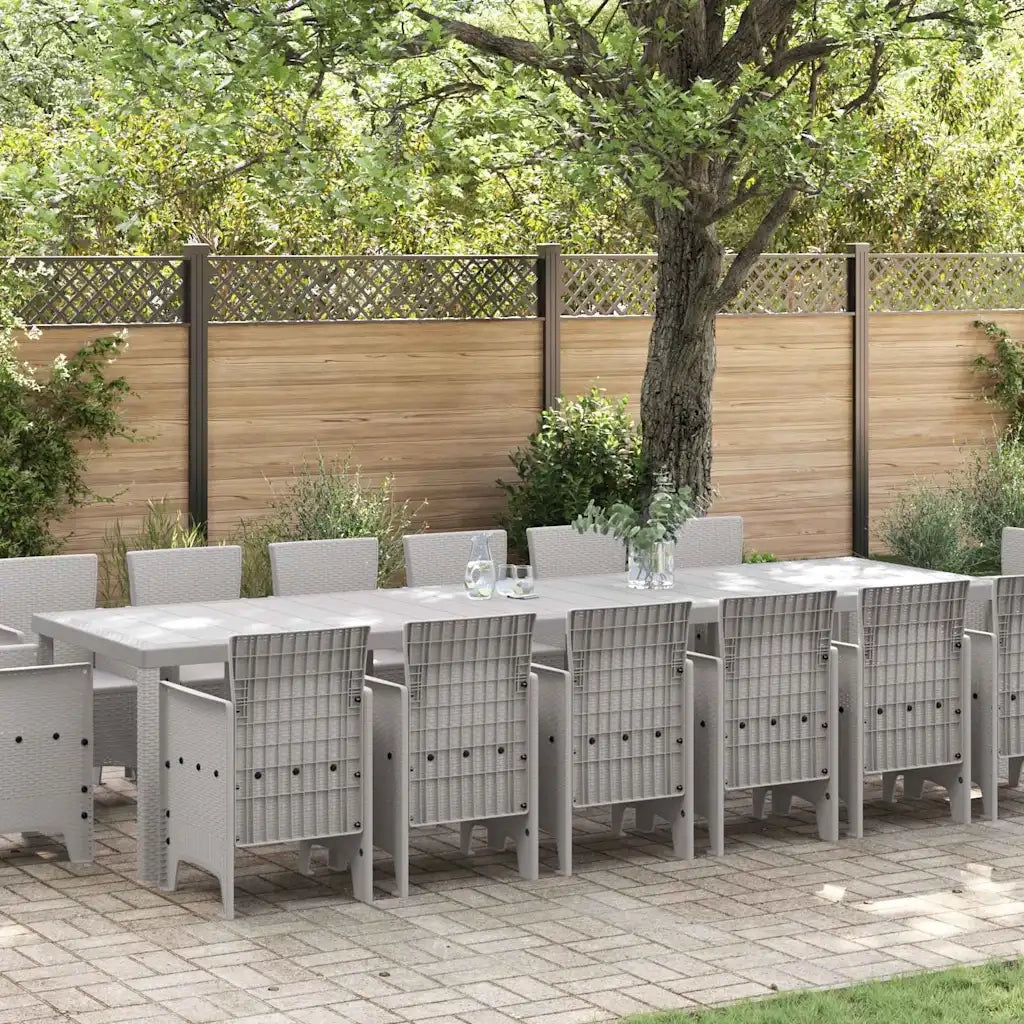 Set da Pranzo per Giardino 15 pcs Grigio chiaro Rattan Polt 3378647