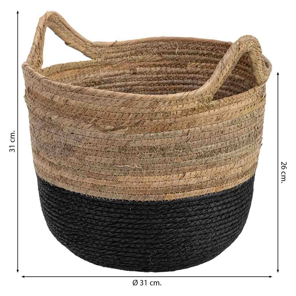 Cestino in fibra e corda di foglie di banano D31x26/31