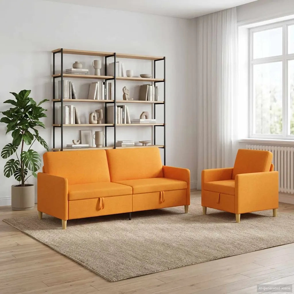 Set di Divani con Storage 2 pcs Giallo Scuro Poliestere 3429241