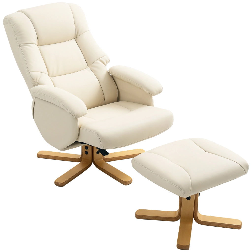 Poltrona relax reclinabile girevole 360¡ã con poggiapiedi ¨C zephmum ¨C crema 120 kg