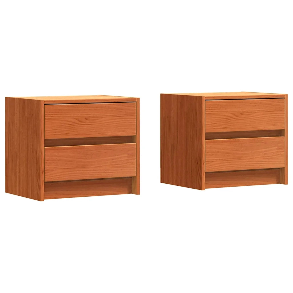 Comodini 2 pz-Set di 2 Tavolino da notte Marrone cerato 40 x 30.5 x 35.5 cm Legno di pino