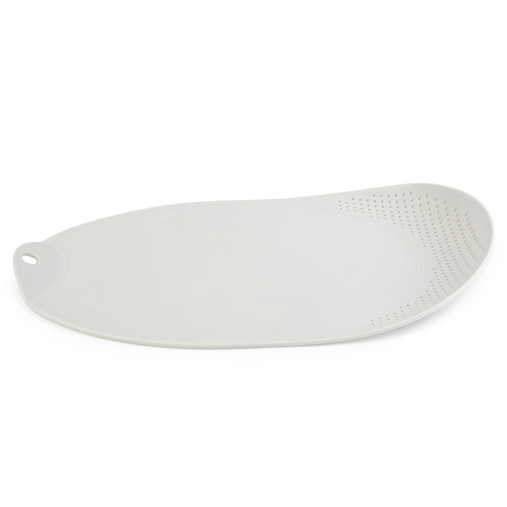 Tagliere da cucina in plastica KADAX con scolapiatti e manico, bianco, 38x25 cm