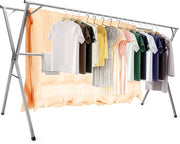 Stendario per abbigliamento, 240 cm, griglia in acciaio inossidabile, regolabile e pieghevole, spaziale, per uso interno ed esterno con ganci stagnoventi