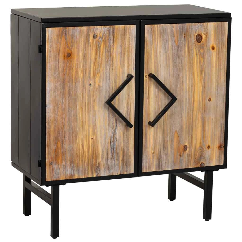 Credenza in metallo e legno 2 ante, nero 75x35x81h cm