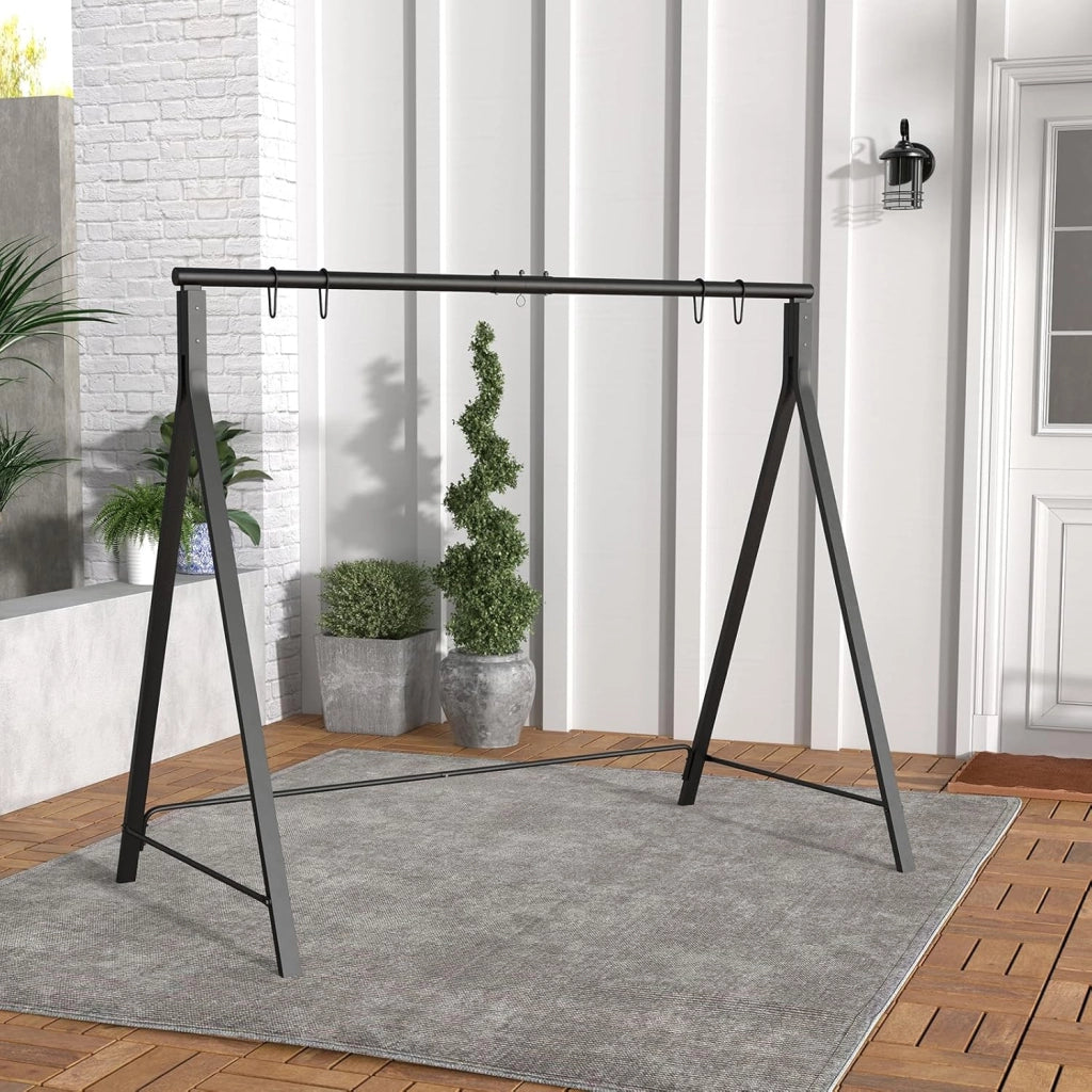 Struttura per altalena, struttura per altalena Hollywood, altalena da giardino, telaio in metallo a forma di A, supporto per altalena con 5 anelli di sospensione, 210 x 115 x 175 cm