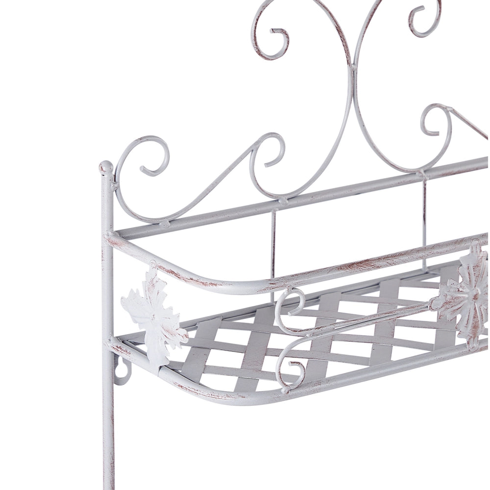 Mensola da parete per bagno in metallo bianco 52 x 42 cm Ripiano singolo sospeso in stile vintage effetto anticato