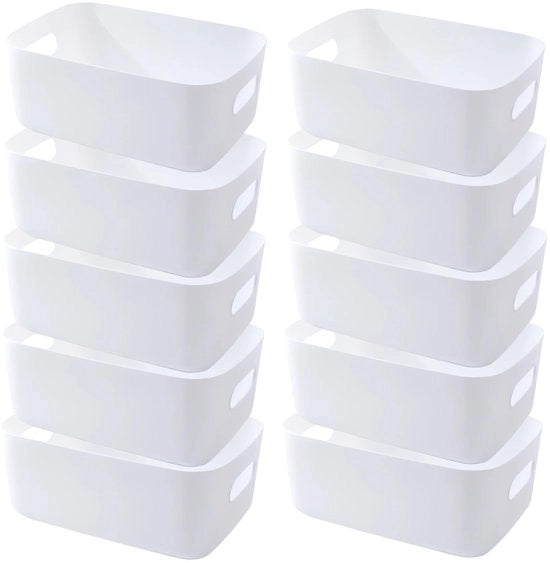 Set di 10 Scatole di Stoccaggio in Plastica - Dimensioni 15×11×5 cm - Organizzatore per Bagno/Cucina/Camera da Letto - Sostenibile - Resistente all'Umidità - Materiale di Alta Qualità - Scatola di Stoccaggio