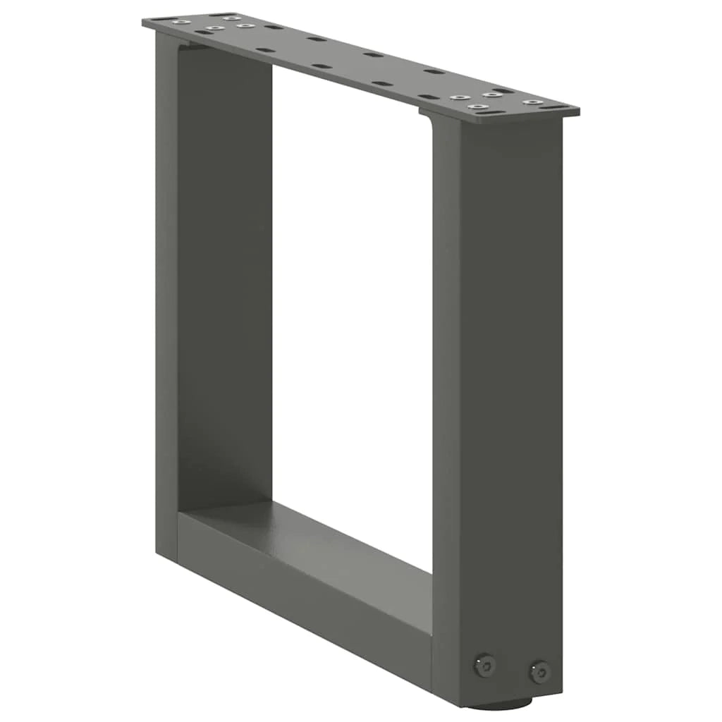 Set di 2 gambe per tavolino a forma di U 30 x 30 cm con piedini regolabili design moderno in acciaio antracite 02_0057370