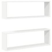 2 pz Mensole Parete | Mensola sospesa a Cubo Bianco 80x15x26,5cm Legno Multistrato