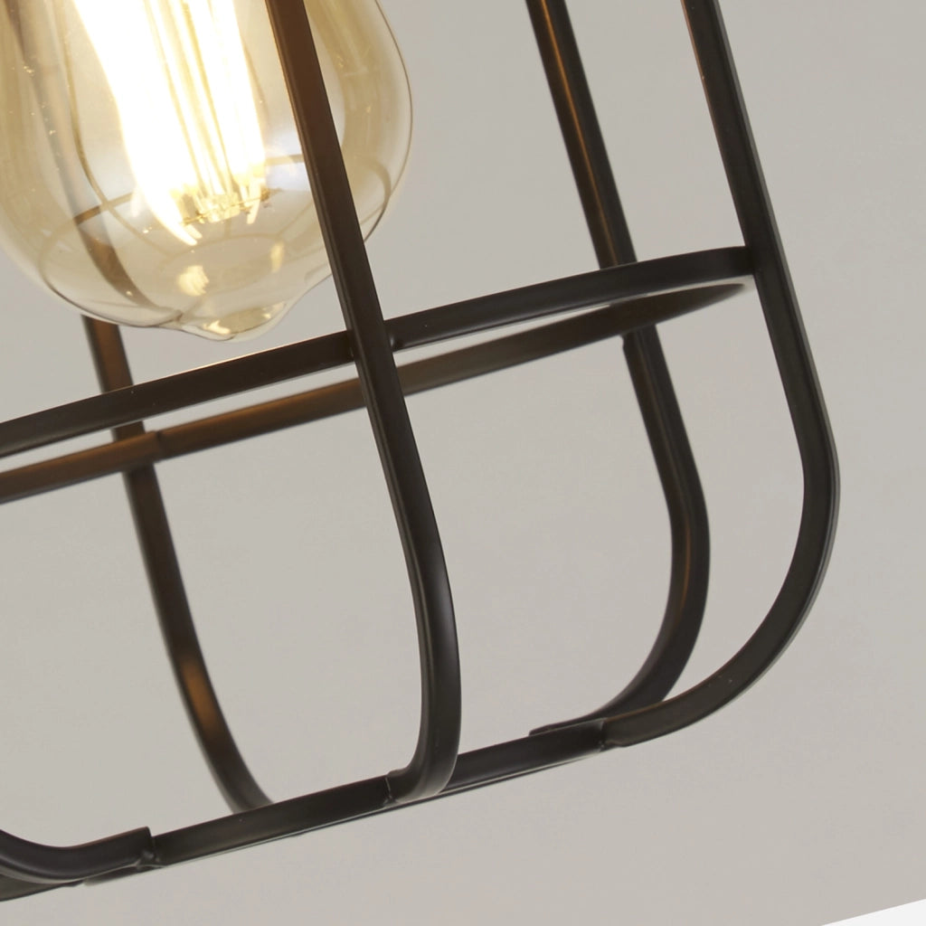 Plafoniera Industrial-Nordico Visione Acciaio Nero Marrone 1 Luce E27