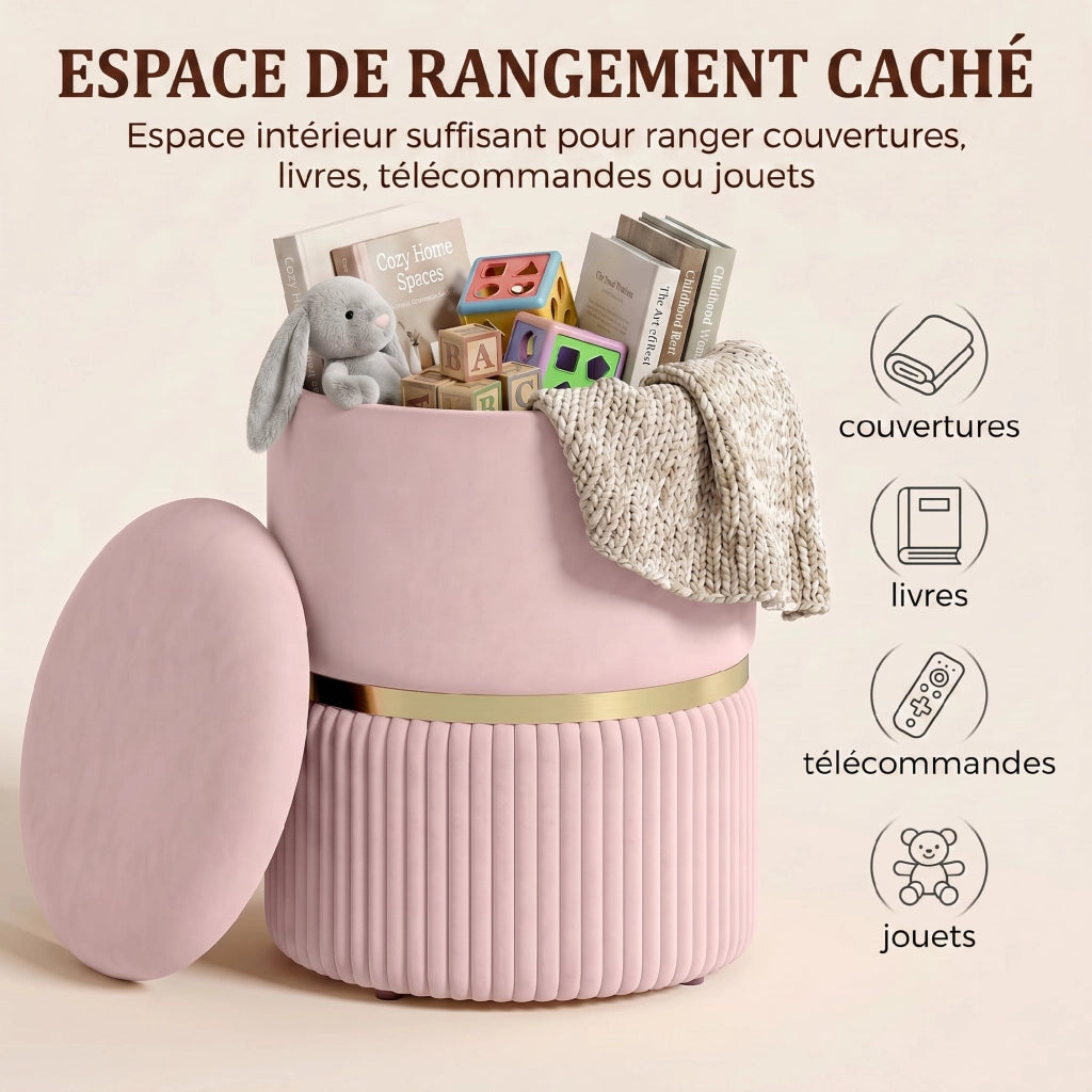 Pouf ¨C Minimal ¨C rosa, velluto, 36x36x44