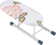 Mini-strijkplank multifunzionale con tubo metallico e fondo in plastica antiscivolo, portatile e pieghevole.